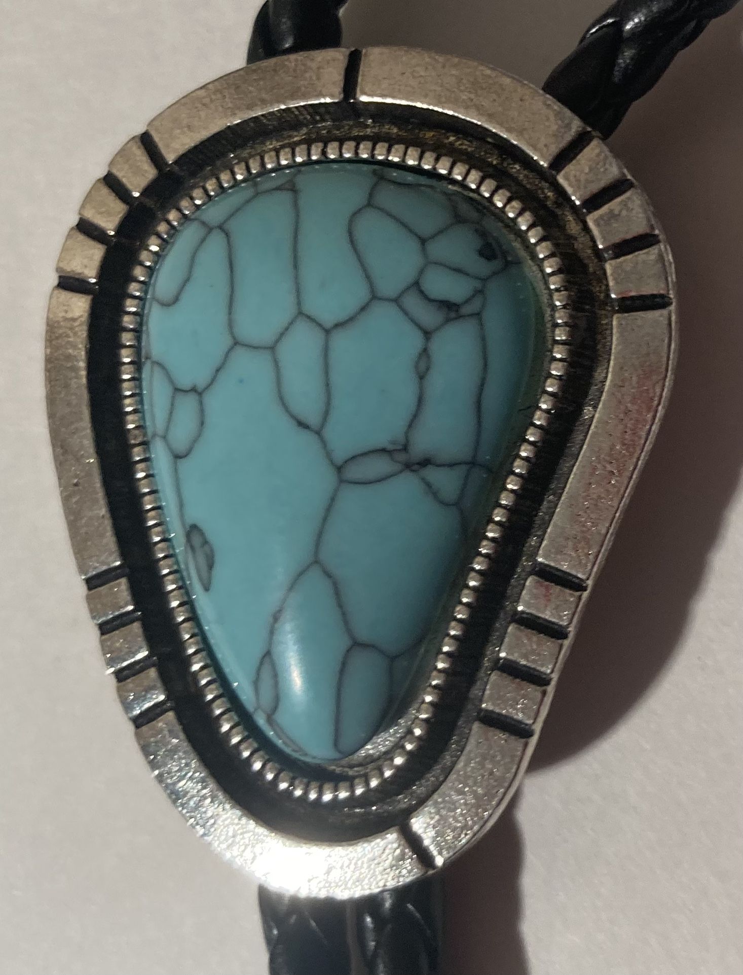 Vintage Bolo Tie Silver And Nice Turquoise Stone