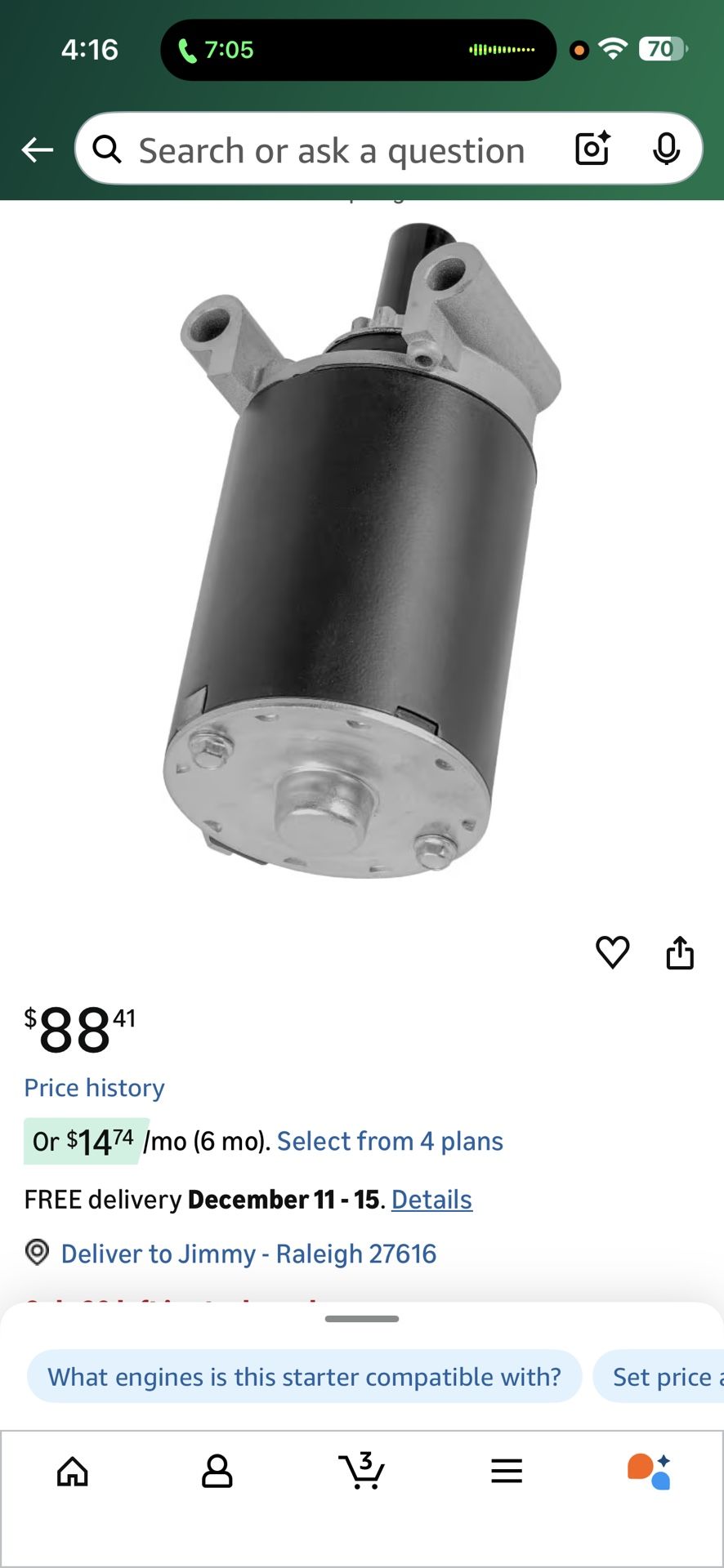 Heavy Duty Gear Starter Compatible with Kohler 7000 Series 20-27HP S S S S KT715 KT725 KT730 KT735 KT740 KT745 SV710 SV715