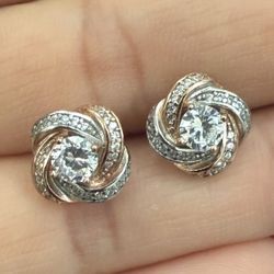 Silver With Rosegold Earrings 