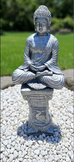 Solid concrete Buddha and pedestal set/free delivery on Saturday