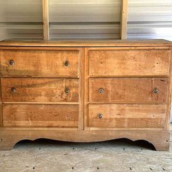 Antique Farmhouse All Wood 6 Drawer Low Dresser Chest