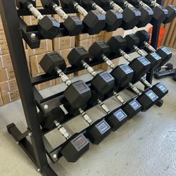 NEW Rubber Hex Dumbbells 5lb - 50lb Dumbbell Pairs Olympic Weights Home Gym Workout Equipment Fitness Weight Set 