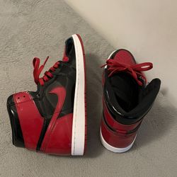 Nike Air Jordan 1 High OG Patent Bred Black Varsity Red White / size 10.5