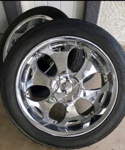 22 inch Rims with TOYO Proxes II Tires 6 Lugs With Caps 85% Tread I brought another car and it's a 5 Lugs!! My lost your gain!!