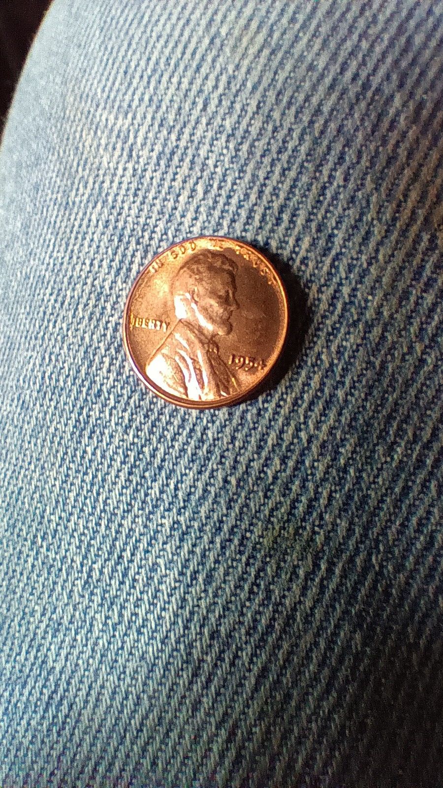 1954 Error Wheat Cent BU