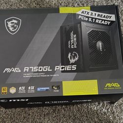 MSI MAG A750GL PCIe 5.1 750W fully modular power supply unit (PSU). 