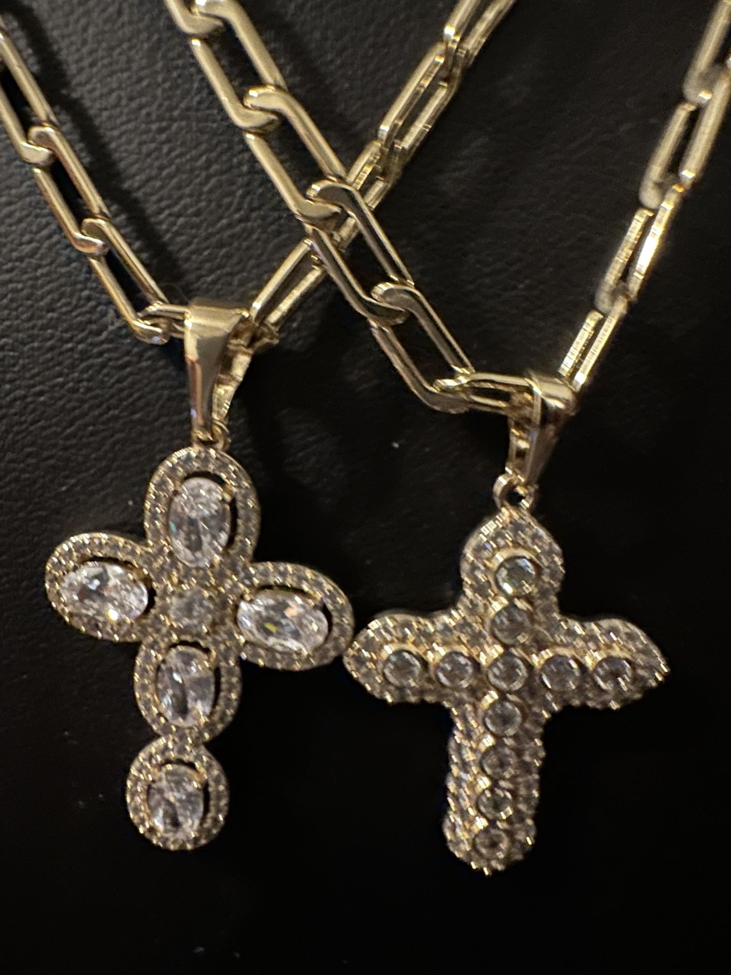 Gold plated tarnished free none fade cross necklace 18 inches $35 each or $60 for both