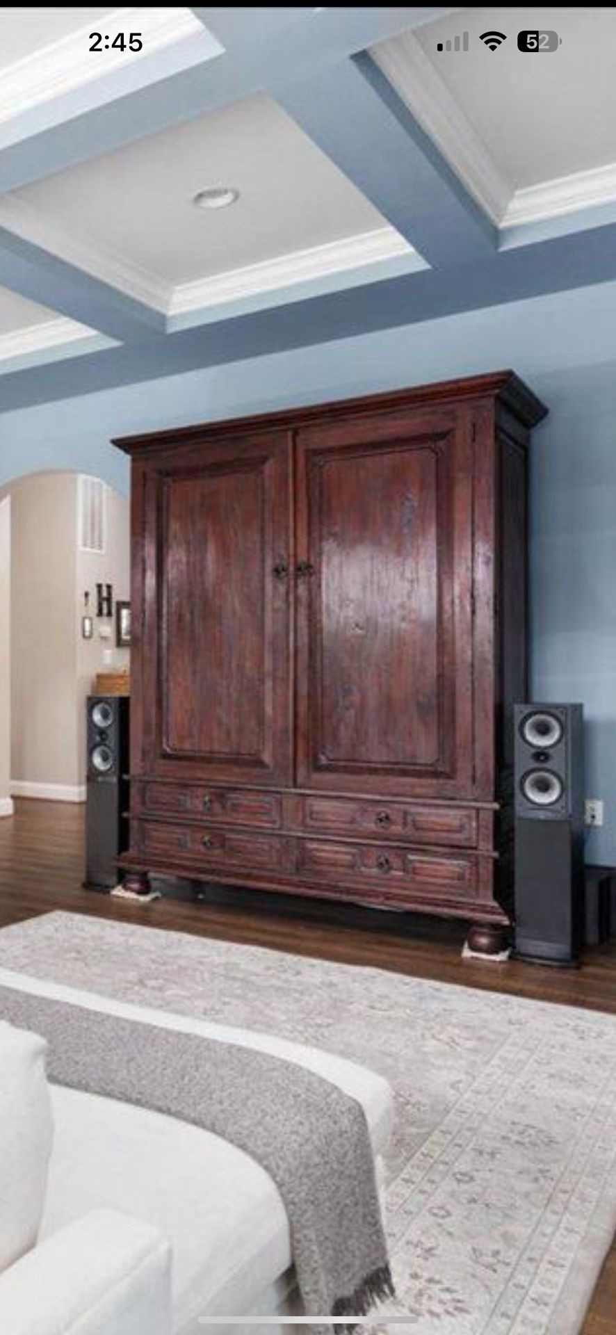 Large Solid Wood Entertainment Center Armoire