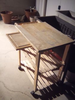 Wood Rolling Kitchen Cart with Shelves