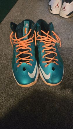 Nike LeBron Basketball Sneakers Teal Orange Size 13