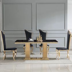 Marble Dining Table - Contemporary Glam - 