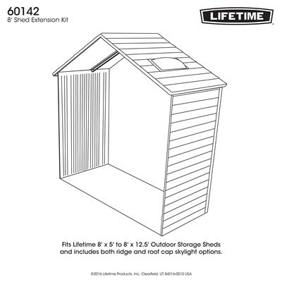 NIB 30” Extension Kit For 8’ Lifetime Shed-FREE!! (SHED NOT INCLUDED)