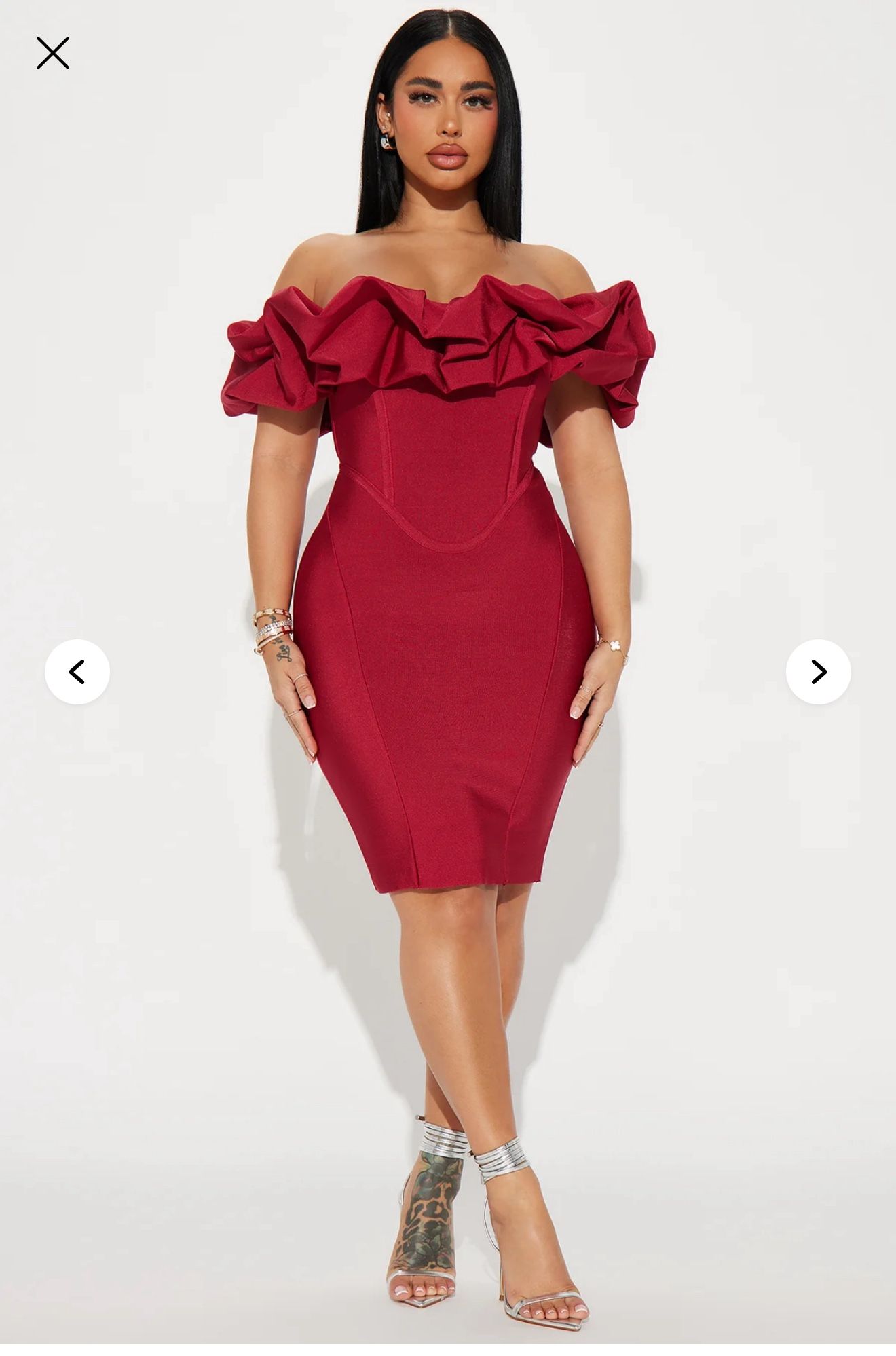 Ruffle Shoulder Bandage Dress