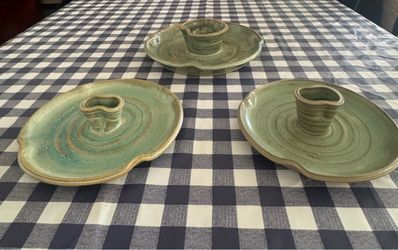 Handmade Ceramic dip and chip  Holders Set of 3