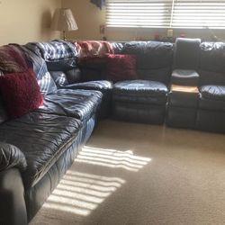 Large Berkline Furniture Leather Reclining Sofa Sectional - Sleeper Sofa - Recliner Sofa - No Rips No Stains