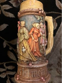 vintage German-style ceramic beer stein