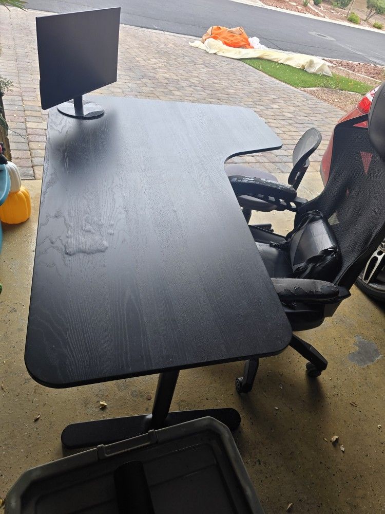 Gaming Table, Chair, and Monitor