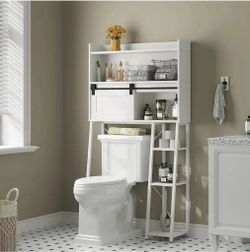 White Over-the-Toilet Storage Shelf Unit