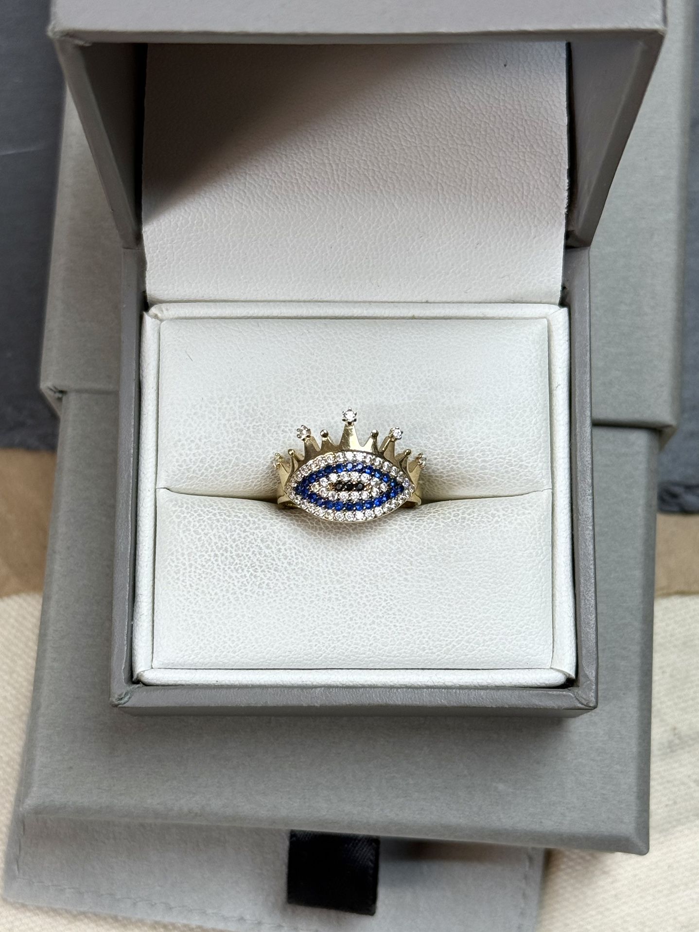 14k Yellow Gold Evil Eye Ring
