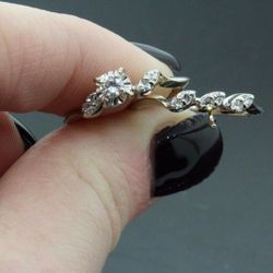 Women 14k White Gold & Diamond Engagement Ring & Wedding Band Set 0.31TCW #31205