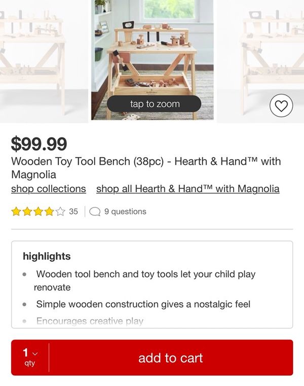 Hearth Hand Wooden Workbench Tool Set For In Aiea Hi Offerup 80sold