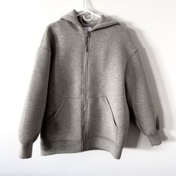 Zara NWOT Soft Neoprene Effect Jacket Grey Zip Up Hoodie Size XS
