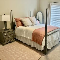 Queen Bed , Nightstand And Mirror——NO Mattress & Box Spring 