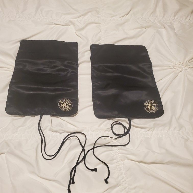 2 Black Satin Accessory/Jewelry Roll Up Bags Travel