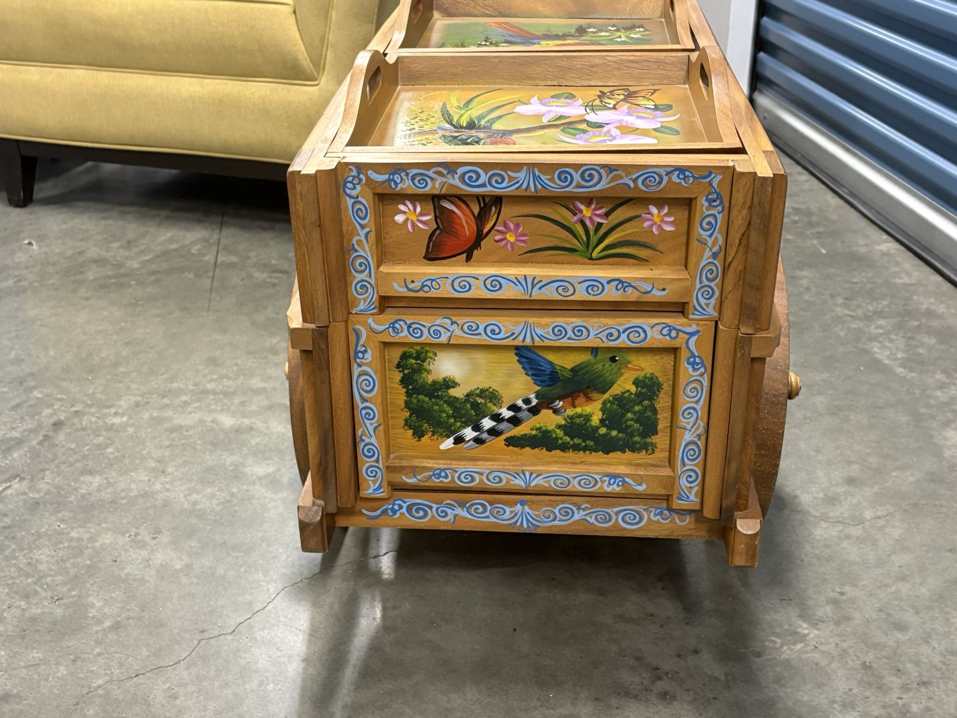 Hand painted Costa Rican Ox Cart With Storage