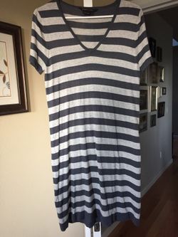 BCBG Blue & Grey Striped Dress