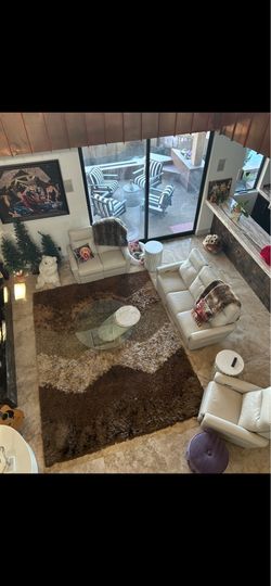 White Leather Couch Set. Power Sofa, Loveseat, & Recliner