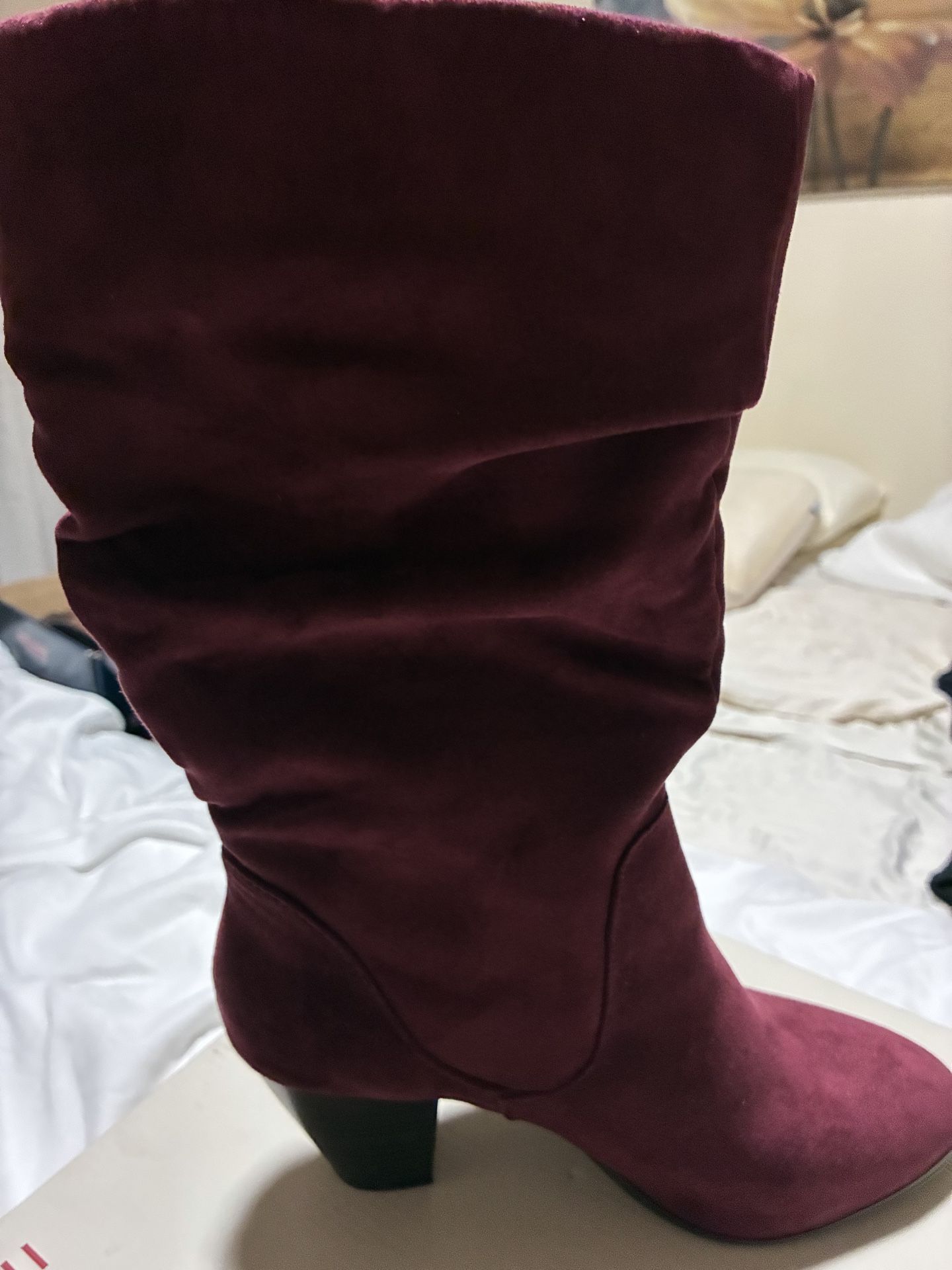 Burgundy suede boots
