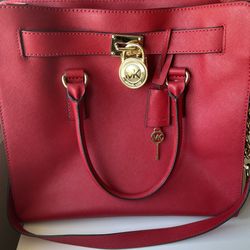 Michael Kors Hamilton Large Red Satchel 