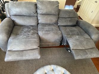 Gray recliner suede sofa