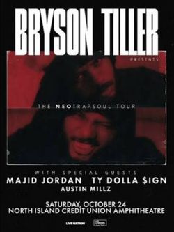 Bryson Tiller 2 Front Row Section 203, 2 VIP Lounge Passes And 1 VIP Parking Pass