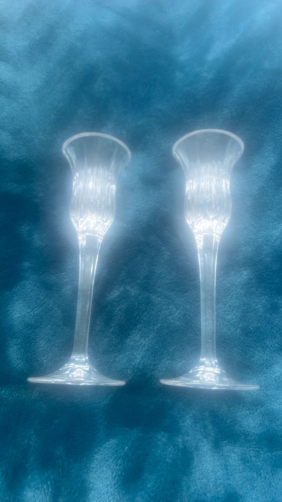 A pair of Mikasa 'Icicles' crystal candle holders made in Germany.