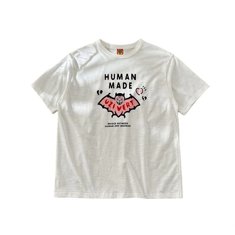White Short-Sleeved T-Shirt With Pink Bat Print Human Made