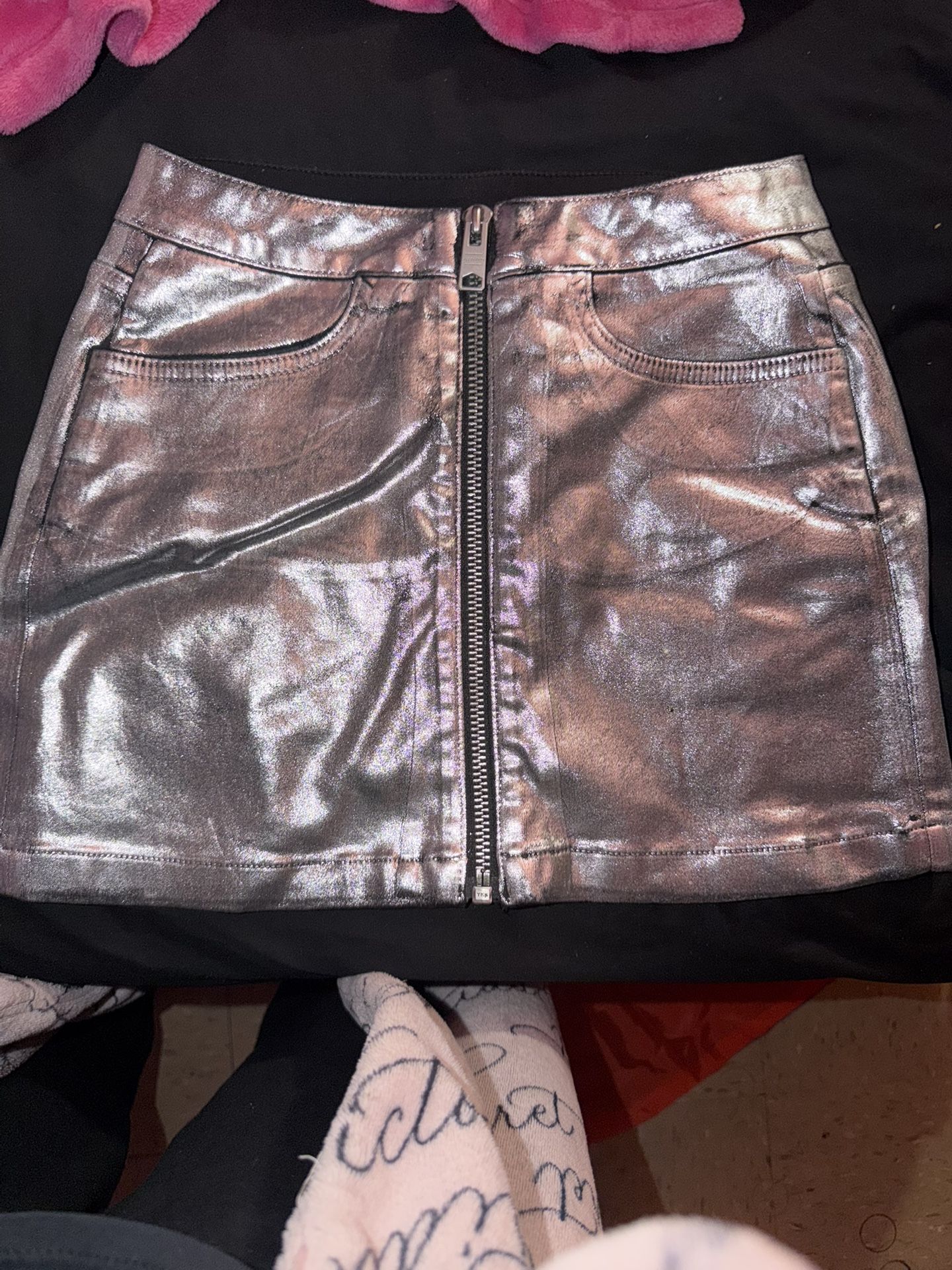 AllSaints Silver Cleo Denim Skirt