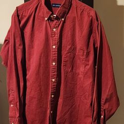 John Ashford Red Cotton XL Long Sleeve Button-Down Shirt Men’s Casual