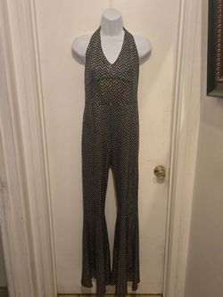 Sequin Halter Neck Flared Jumpsuit size: Medium