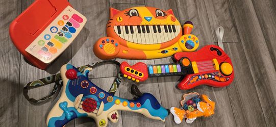 Toddler Musical Instrument Bundle - Piano & Guitars Kids Toy Lot (B. Toys, Baby Einstein & More)