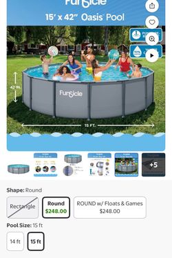 Used  Funsicle 15ft Oasis Above Ground Metal Frame Swimming Pool.
