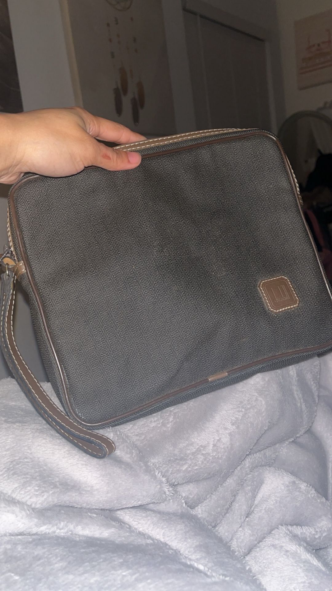 Dunhill Clutch Bag Brown Black Pvc