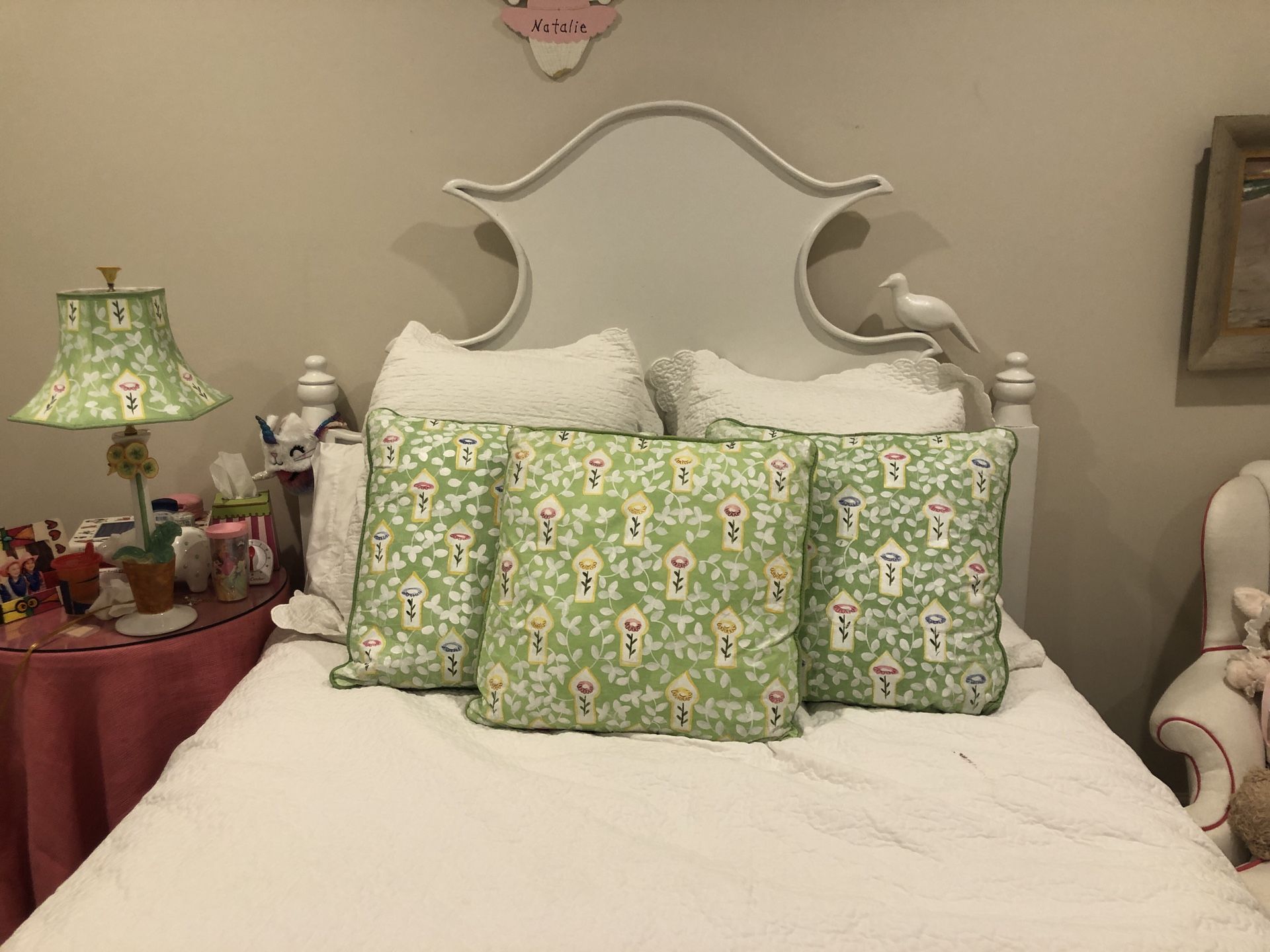 Decorative Painted Pillows with Matching Lamp
