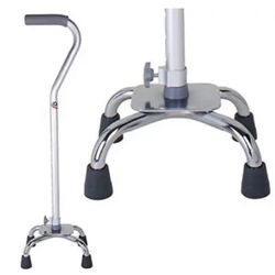 Quad Cane with Small Base - Quad Walking Cane with Offset Cane Handle 