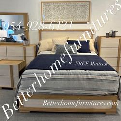 Wood 4 Piece Queen Bedroom Set $39 Down No Credit Needed For Finance