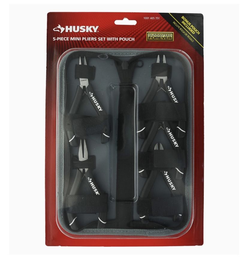 Husky 5 Piece Mini Pliers Set With Pouch
