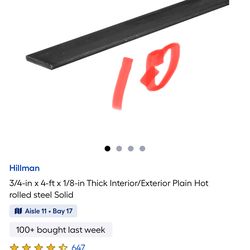 Hillman 3/4-in x 4-ft x 1/8-in Thick Interior/Exterior Plain Hot rolled steel Solid