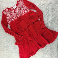 Hanna Andersson EU 120 Red Cotton Nordic Girls Sweater Dress Valentines Heart