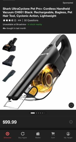 Shark UltraCyclone Pet Pro+ Cordless Handheld Vacuum CH951